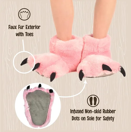 Vista 5 de Lazy One - Pantuflas con diseño de garra de animal para niños y adultos, disfraz divertido para niños, cálidas pantuflas peludas