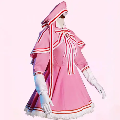 Vista 3 de Han shan Disfraz de cosplay, vestido de cosplay, vestido rosa, traje de batalla con sombrero para Halloween