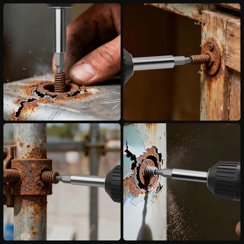 Vista 8 de STREBITO Juego de extractores de tornillos dañados, juego de 32 piezas de extractores de tornillos con eje de extensión magnético y adaptador