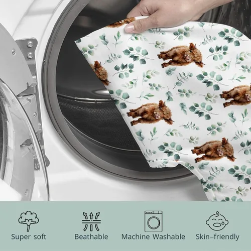 Vista 7 de HawSkgFub Highland Cow - Funda de almohada de lactancia con hojas de eucalipto para bebé, niño, animal de granja occidental de cuerno largo, vaca