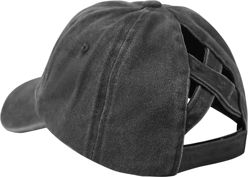 Vista 2 de HGGE Gorra de béisbol ajustable de algodón para mujer, con tiras cruzadas, con moños, para papá