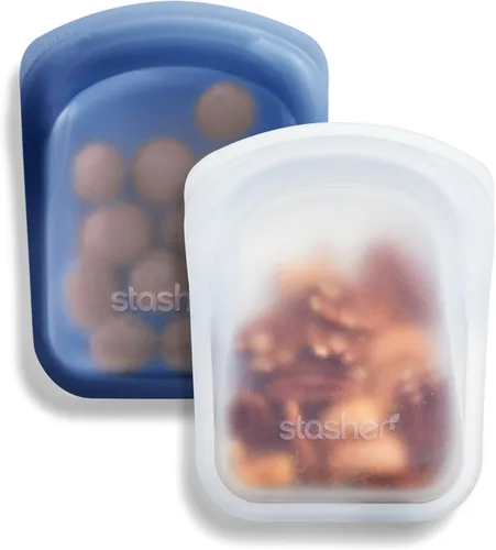 Vista 10 de Stasher Bolsa de almacenamiento reutilizable de silicona, bolsa de bolsillo, microondas, lavavajillas, horno, apta para congelador, Sous Vide