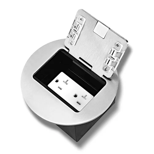 Vista 13 de Kit de Enchufe Circular Empotrado en Piso con 2* 20 Amperios de Acero Inoxidable GFCI, Receptáculo a Prueba de Manipulaciones, Hardware Resistente a