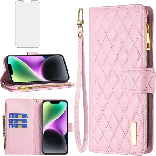 Vista 9 de Asuwish Funda de teléfono para iPhone 14 de 6.1 pulgadas con protector de pantalla de vidrio templado y soporte para tarjeta de crédito, accesorios