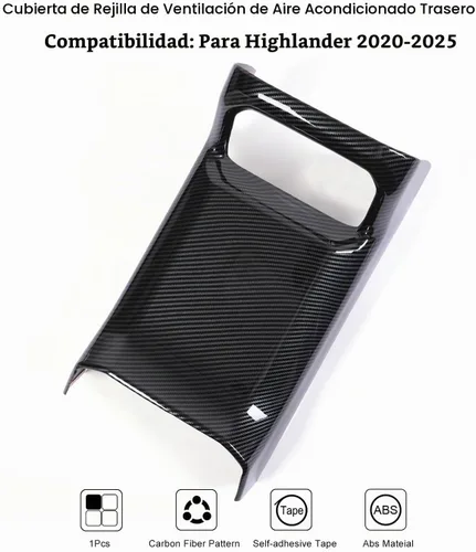 Vista 3 de Para Toyota Highlander 2020-2025 Protector de Salida de Ventilación de Aire para Asiento Trasero de Control Central, Cubierta Deportiva de Fácil