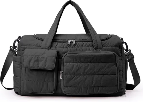 Vista 27 de Bolsa de Gimnasio Pequeña para Mujer, Bolsa de Lona de Viaje, Bolsa de Fin de Semana con Compartimento para Zapatos