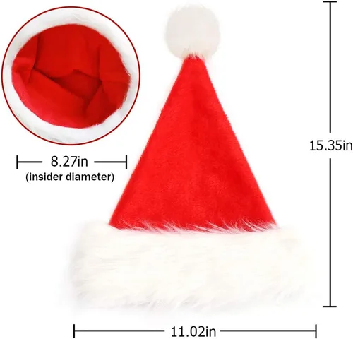 Vista 2 de CCINEE Sombrero de Papá Noel para niños, sombreros de Papá Noel de Navidad, sombrero rojo de felpa para decoración del hogar, suministros de fiesta