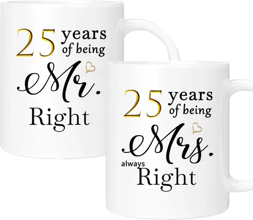 Vista 40 de Juego de 2 tazas de café para el 10º aniversario, regalos de boda para parejas, padres, hombres, mujeres, marido, esposa, él, ella, caja de regalo