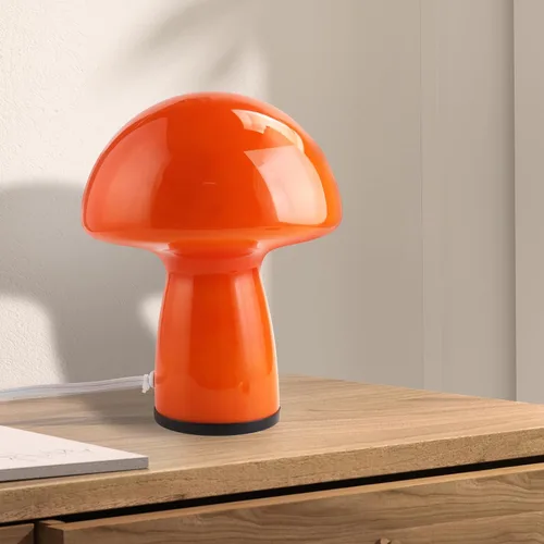 Vista 11 de Lámpara de hongo NOTOC, lámpara de mesa de vidrio regulable, lámpara de mesa estilo vintage, lámpara de escritorio y mesita de noche de rayas rosas