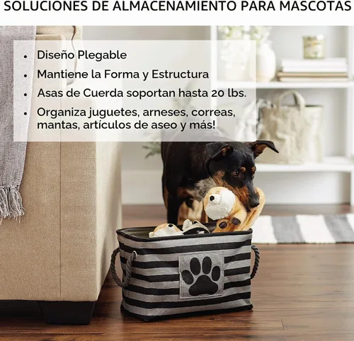 Vista 7 de Bone Dry - Cesta de juguetes para perros, rectangular, negra, pequeña, plegable Negro