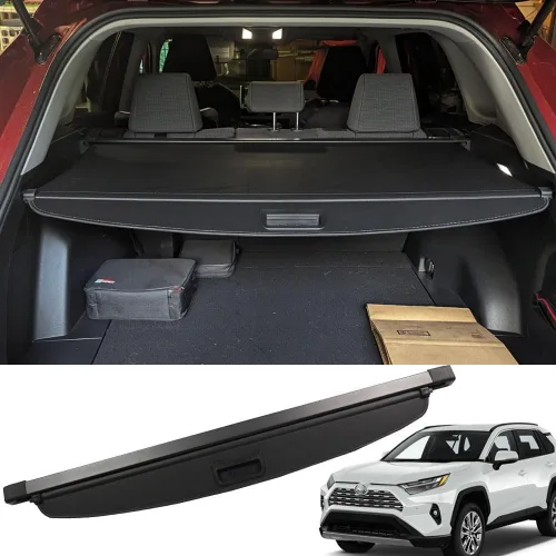 Vista 8 de Cubierta de carga para Toyota Rav4 2006 2007 2008 2009 2010 2011 2012 para accesorios de Toyota Rav4, negra, retráctil, estilo de fábrica, cubierta