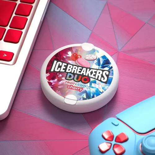 Vista 6 de ICE BREAKERS Duo Fruit Plus - Pucks de mentas sin azúcar con sabor a cereza fresca, 1.3 onzas (8 unidades)