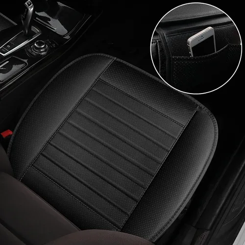 Vista 8 de 8sanlione Funda de cuero para asiento de automóvil, amortiguador/protector para asiento delantero de automóvil, funda de asiento transpirable