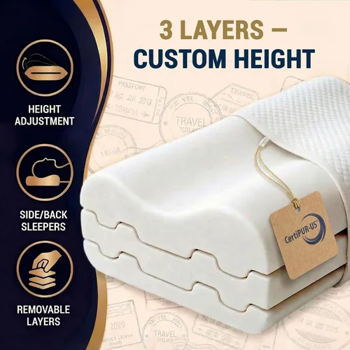 Vista 5 de Royal Therapy Almohada cervical de espuma viscoelástica de viaje – Almohada de contorno para dolor de cuello y hombros