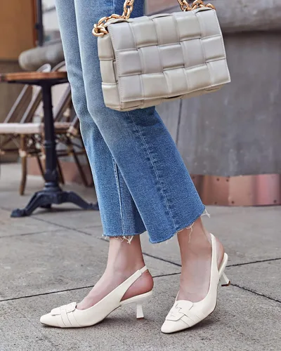 Vista 3 de Zapatos de vestir con tacón bajo y puntera cerrada para mujer, zapatos de vestir sexy y elegantes para boda y oficina