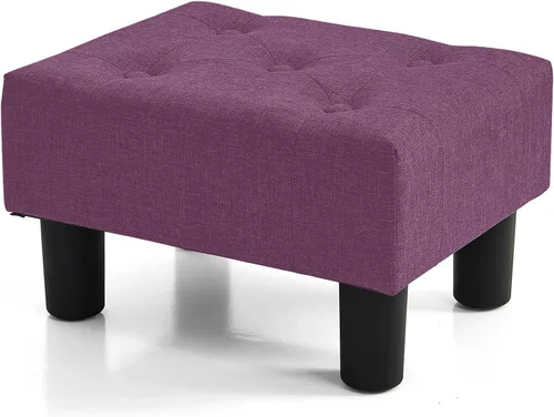 Vista 16 de BRIAN & DANY Taburete pequeño para pies, taburetes de lino con patas, reposapiés pequeño estable para sala de estar, beige
