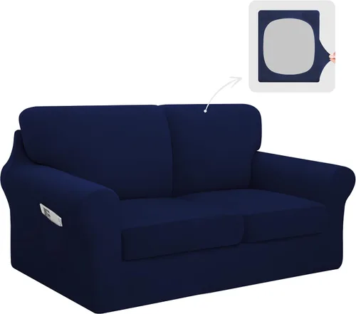 Vista 26 de Easy-Going - Funda elástica para sofá (7 piezas), tamaño XL, color negro Juego de funda de sofá lavable para 3 cojines de respaldo y asiento