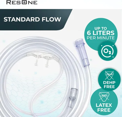 Vista 3 de ResOne 2 pies de cánula nasal de oxígeno para adultos suaves, 1 paquete - puntas curvas, tubo resistente a la compresión - tubos nasales