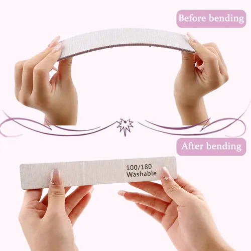 Vista 11 de HeeYaa Lima de uñas, 12 unidades, profesional, reutilizable, grano 100/180, de doble cara, lavable, herramientas de manicura para extensión de uñas
