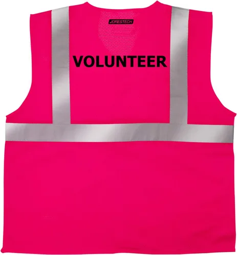 Vista 13 de JORESTECH Chaleco de seguridad reflectante de alta visibilidad con estampado de transferencia de calor personalizada (rosa)