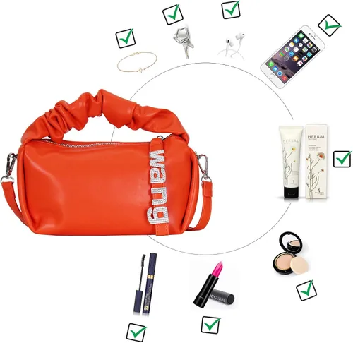 Vista 6 de Bolso de mano pequeño para mujer de piel sintética con asa superior y asa cruzada en la nube bolso de mano ligero