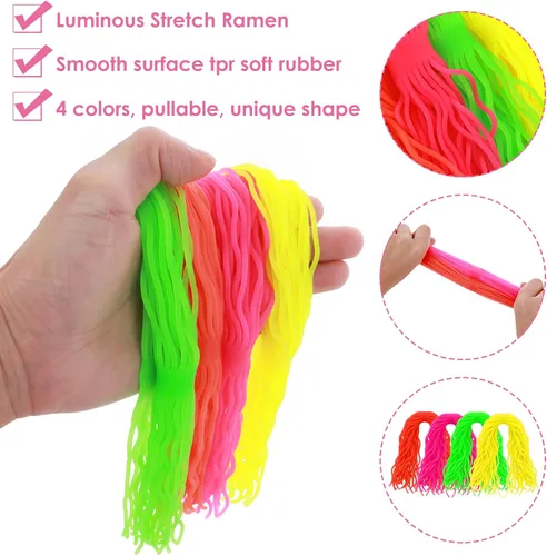 Vista 3 de Prasacco 4 piezas de fideos ramen juguete para la ansiedad, bola de espagueti, juguete para la ansiedad para aliviar el estrés