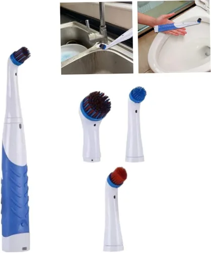 Vista 3 de Reveal Power Scrubber Cepillo de limpieza eléctrico con 4 cabezales de cepillo para bañera cocina azul..