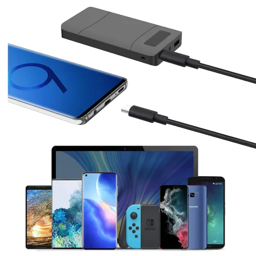 Vista 4 de Paquete de 5 cables USB C a USB C de 12 pulgadas, cable USBc corto para Negro