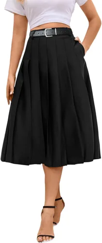Vista 2 de SANGTREE Falda larga plisada de cintura alta para mujer y niña, uniforme escolar, cosplay
