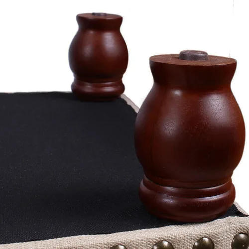 Vista 5 de DecentHome - Banco otomano reposapiés rectangular para almacenamiento, con patas de madera maciza, Tela, Beige