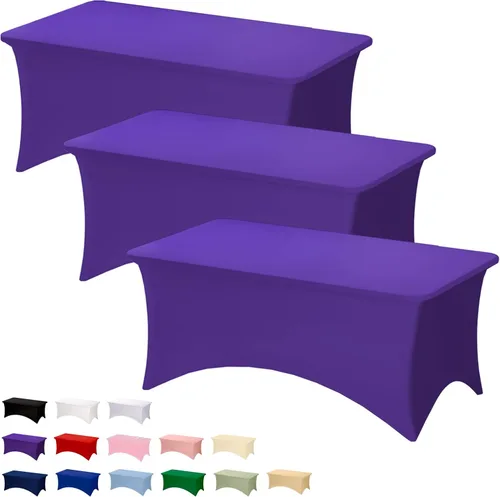 Vista 57 de Fixwal Paquete de 6 Manteles de Mesa Rectangulares, Cubierta de Mesa de 6 Pies, Mantel Blanco Rectangular Ajustado Elástico Rectangular, Cubierta