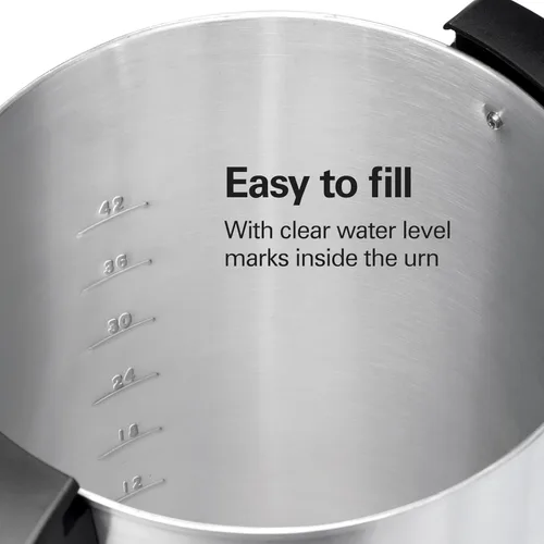 Vista 14 de Hamilton Beach Urna de café de 45 tazas y dispensador de bebidas calientes, color plateado Fast Brewing 1 Minute Per Cup Makes 15-45 Cups