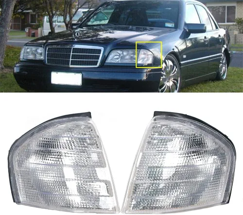 Vista 7 de Para Mercedes Benz Clase C C220 1994-2000 Luz de señal de giro delantera de esquina antiniebla lámpara izquierda