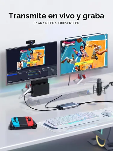 Vista 4 de XIIXMASK Tarjeta de captura HDMI USB 3.0, captura 4K60FPS con paso a través Gris
