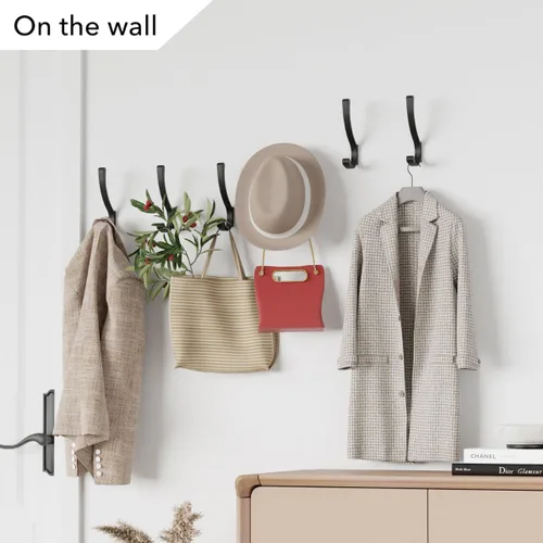 Vista 5 de saffruff Ganchos de montaje en pared, ganchos de metal resistentes para colgar ropa, mochila, bolsa, toalla y chaqueta, fuerte gancho de armario