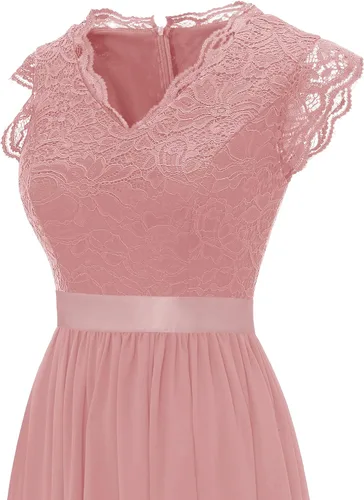 Vista 128 de Dressystar - Vestido de dama de honor, sin mangas, con cuello en V, para fiesta de boda