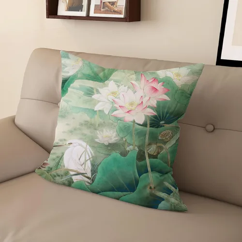 Vista 4 de Funda de almohada con estampado digital de loto zen chino, diseño de doble cara para sofá, sala de estar, decoración de dormitorio