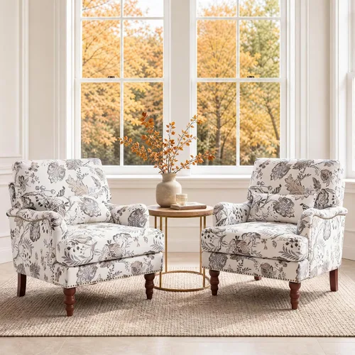 Vista 12 de Mid-Century - Silla decorativa moderna con almohada lumbar, color gris Chenille Gris Claro