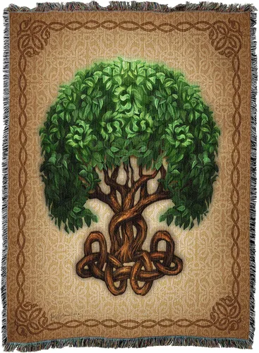 Vista 4 de Pure Country Weavers Brigid Ashwood - Manta de árbol de la vida celta – Manta de regalo tejida de algodón – Fabricado en los Estados Unidos