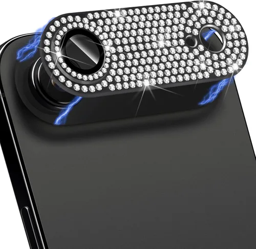 Vista 60 de Protector de lente de cámara para iPhone 13 & iPhone 13 Mini, brillante con diamantes de imitación 3D con purpurina, cubierta de cámara de vidrio