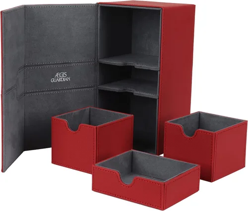 Vista 11 de AEGIS GUARDIAN - Caja de cartas para MTG con 3 bandejas, caja de cubierta Commander con capacidad para más de 200 cartas de doble manga, piel 1-3