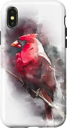 Vista 5 de Beautiful Watercolor Red Cardinal Bird Watching Animal Gift Case for iPhone 17