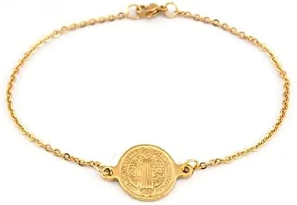 Vista 3 de HGTTH - Medalla de San Benito de acero inoxidable para mujer Medalla San Benito Acero Inoxidable 71in acero
