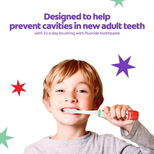 Vista 9 de Colgate Advanced Cavity Fighter - Cepillo de dientes con batería para niños, incluye batería AA y cabezal de cepillo de dientes extra, cuenta