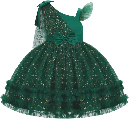Vista 14 de IBTOM CASTLE Vestido de cumpleaños para niñas, con corazón, de tul, con destellos, de princesa, para bebé, vestido de niña de flores, para boda