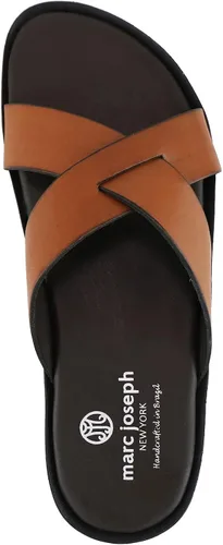 Vista 6 de MARC JOSEPH NEW YORK Sandalias abiertas antideslizantes de cuero genuino para hombre estilo casual cómodas ligeras a la moda para interiores