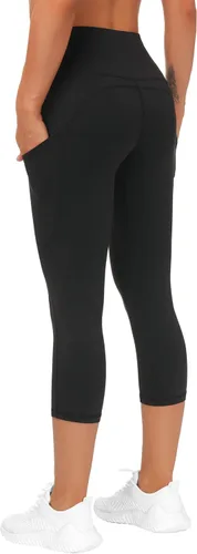 Vista 4 de The Gym People - Pantalones deportivos gruesos de tiro alto, con bolsillos y control de abdomen, leggings para entrenar, correr, hacer yoga