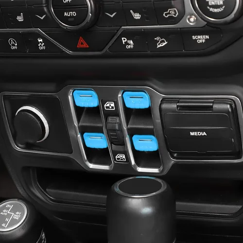 Vista 6 de Cherocar 4 piezas de cubierta de botón de interruptor de ventana Accesorios interiores para Jeep Wrangler JL JLU y Gladiator JT 2018-2026