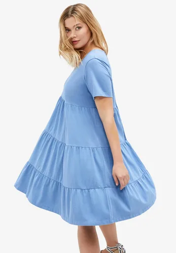 Vista 4 de Ellos Vestido tipo camiseta escalonada de talla grande para mujer