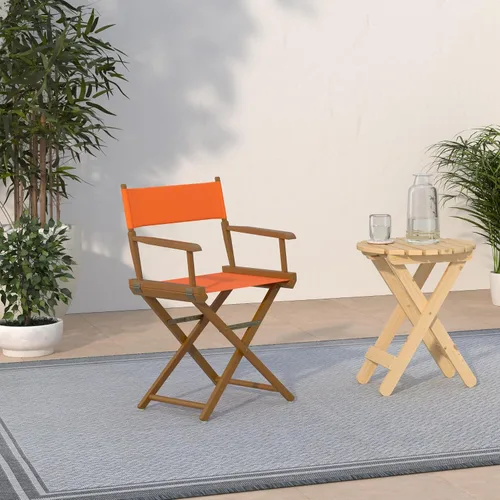 Vista 2 de Casual Home - Silla de director de 18.0 in, marco de roble miel con lienzo color mandarina
